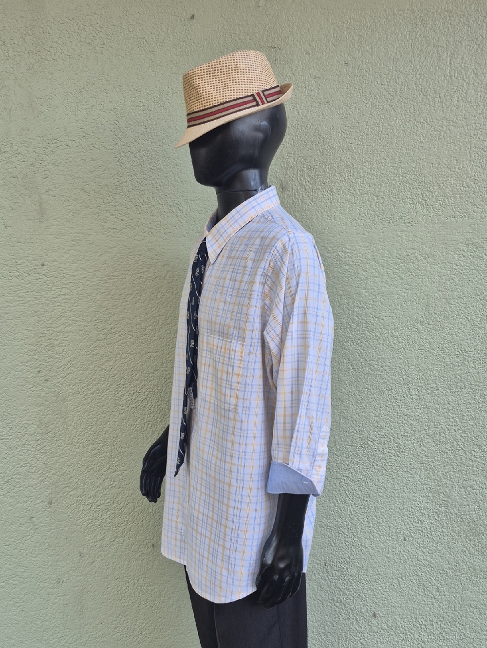 Paul Fredrick Men's Yellow Plaid Button-Down Luxury Shirt/Contrasting Accents - Picture 7 of 17